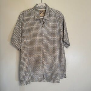 Vintage Silk Men's Blue Checkered Shirt Size XL